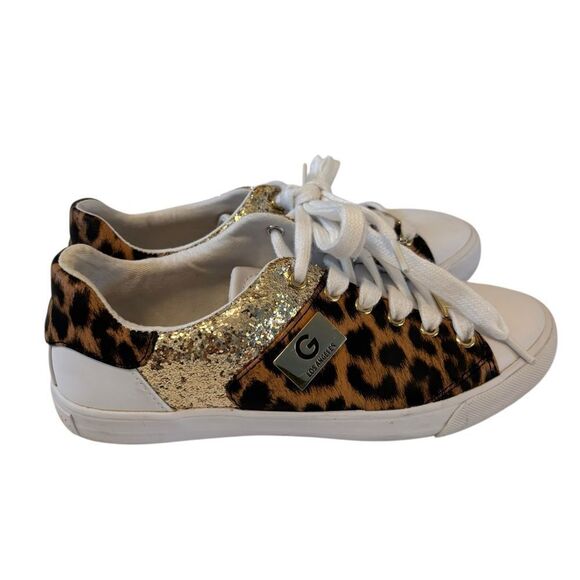 Guess GGMOLLEA Women’s Leopard Print Glitter Accent Low Tops in Ladies Size 6M - Picture 5 of 7